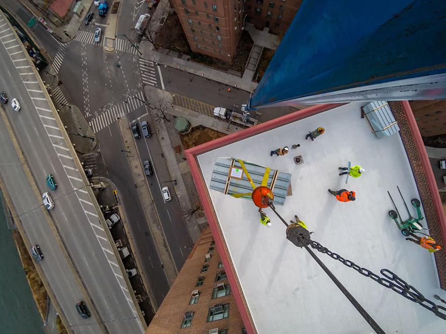 Construction Time Lapse from a Crane: Solar Panel Installation