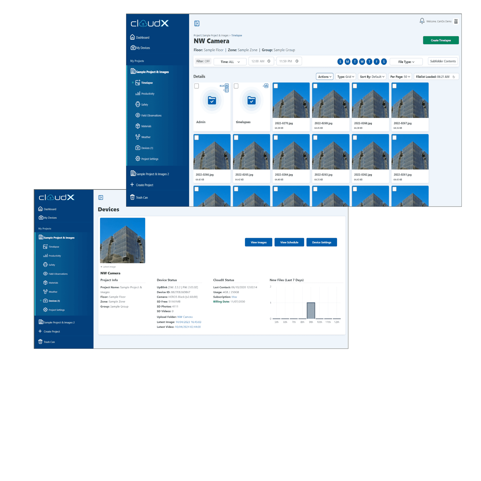 CloudX - Online Time Lapse Dashboard CamDo Solutions